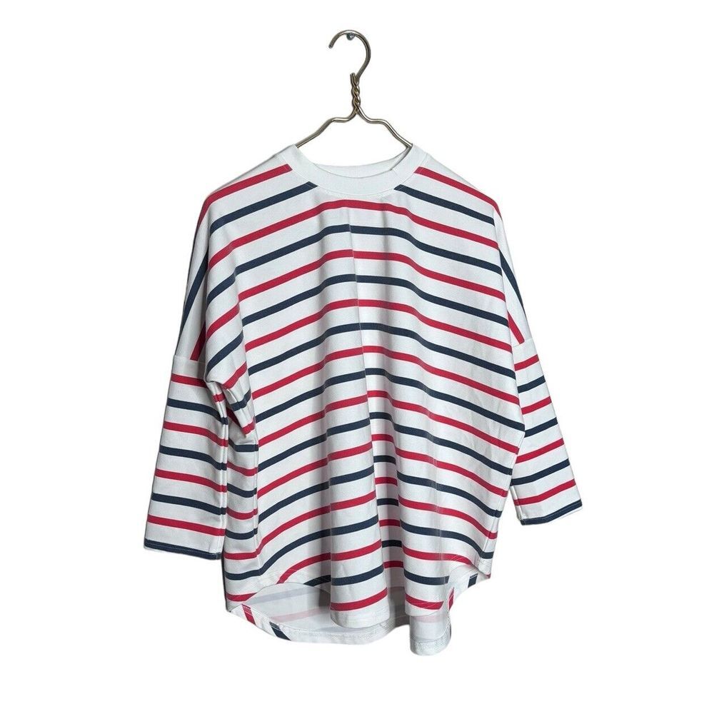 Pomander Place Tuckernuck Drop Shoulder Long Sleeve Blue Red White Stripes